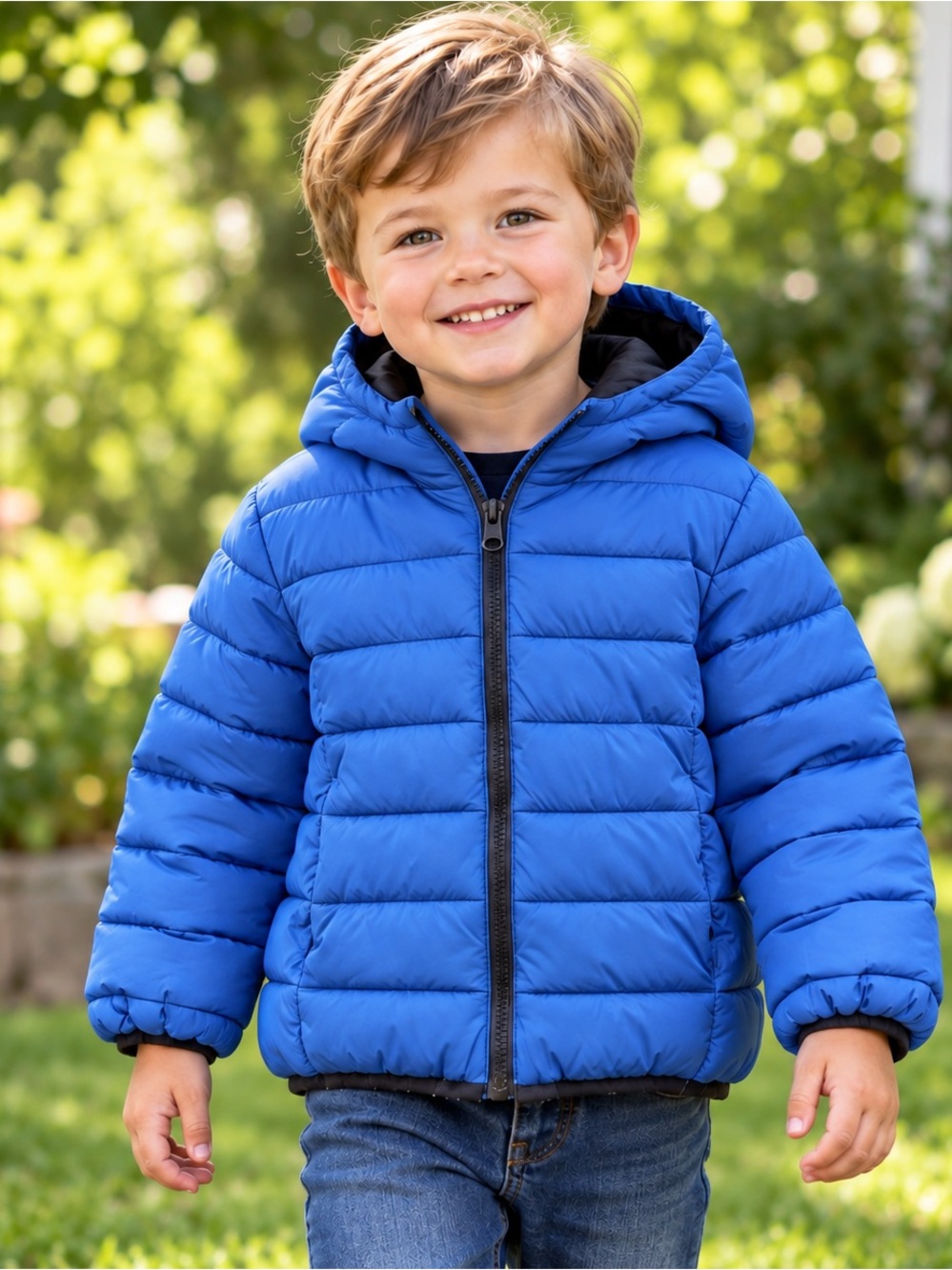 George Boys Blue Hooded Puffer Jacket Coat Size 3T